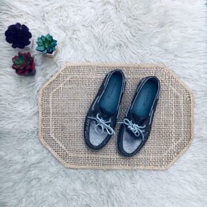 Sperry A/O Silver Metallic Snake Top Sider